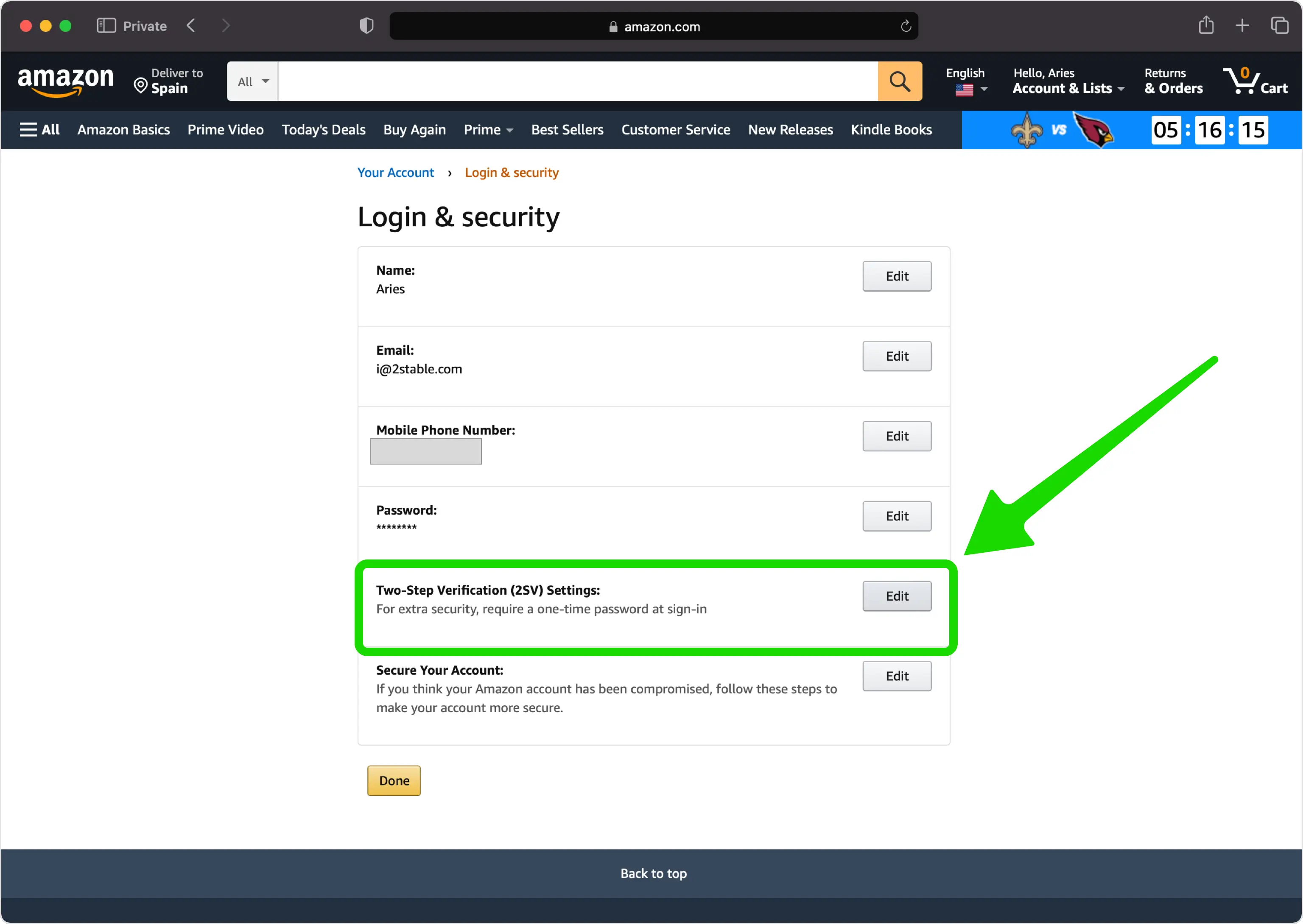 Modifica le impostazioni della verifica in due passaggi