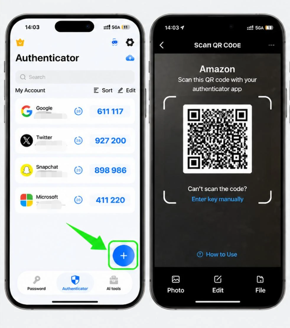 Scansiona il codice QR con il tuo Authenticator App