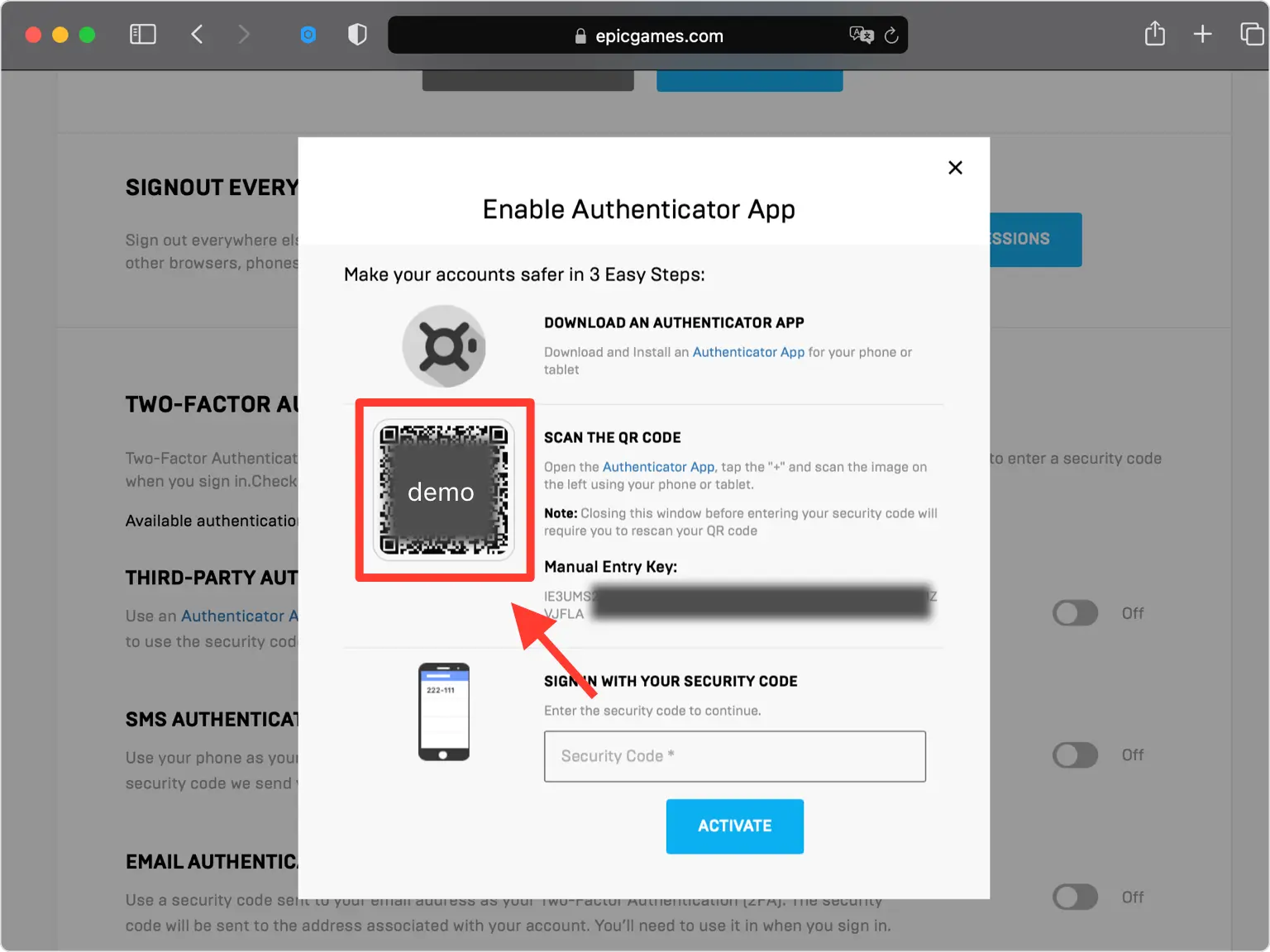 Zeigen Sie den QR-Code an