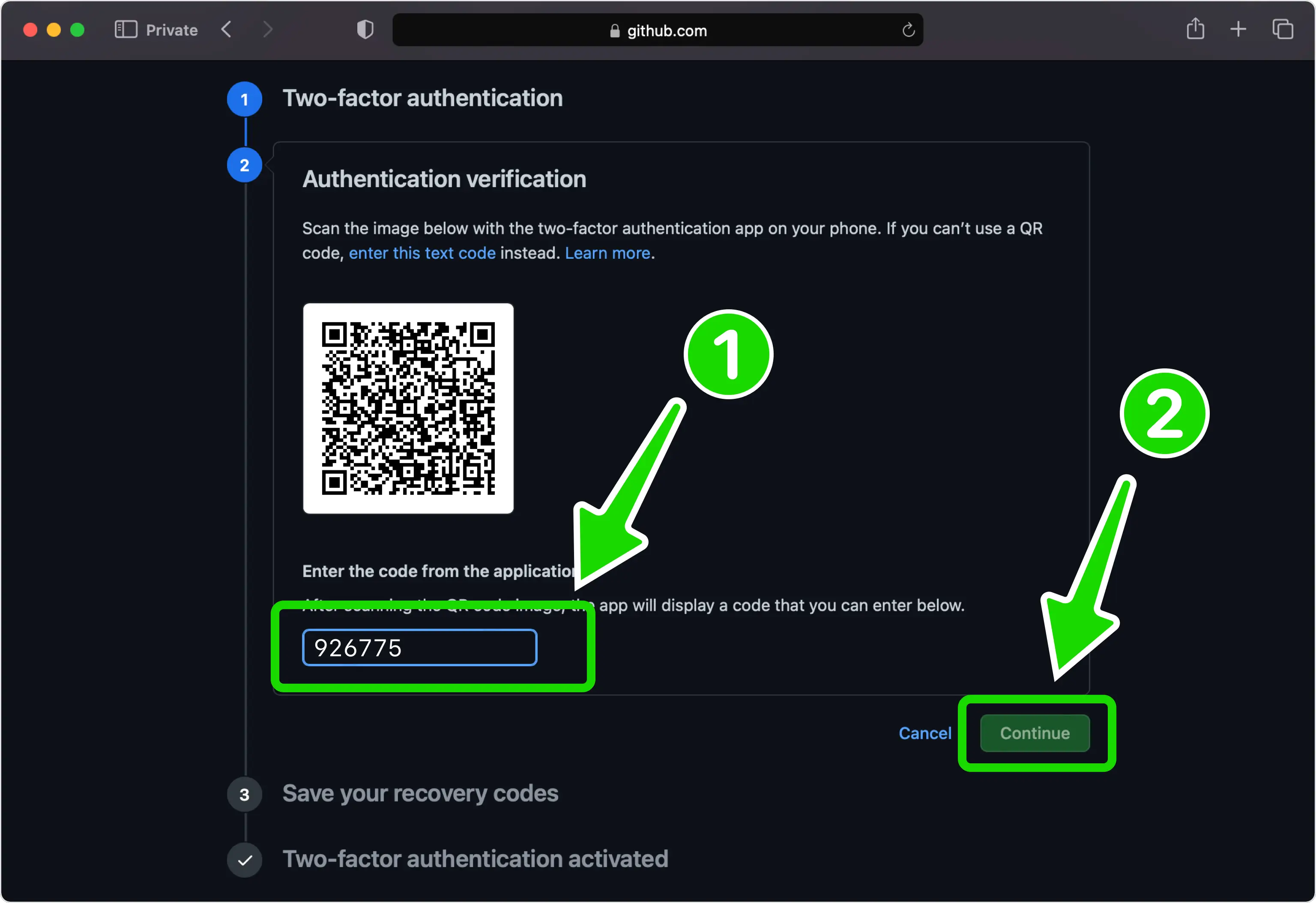 Voer de 6-cijferige verificatiecode in