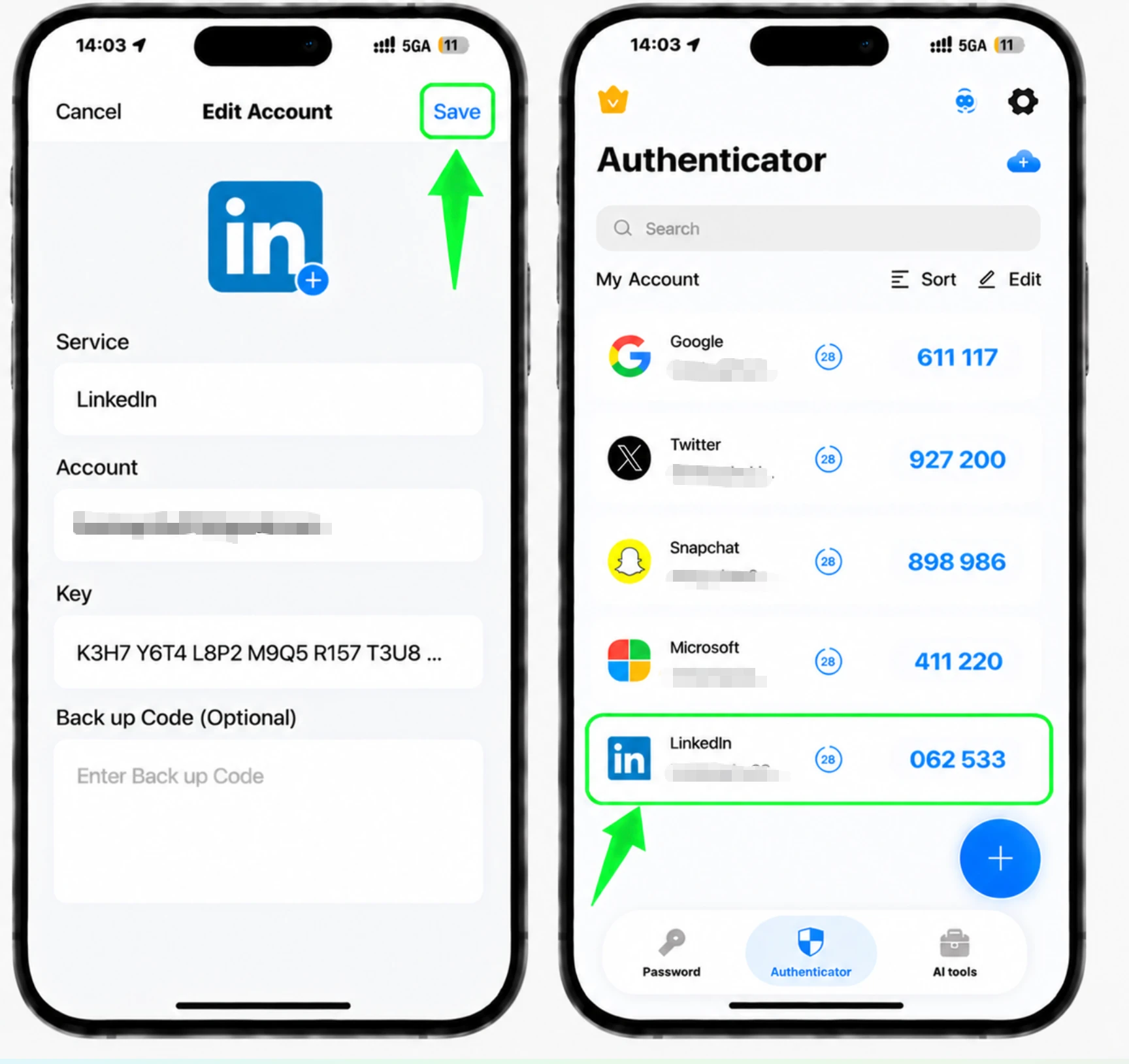 Inserisci il codice di 6 cifre su LinkedIn