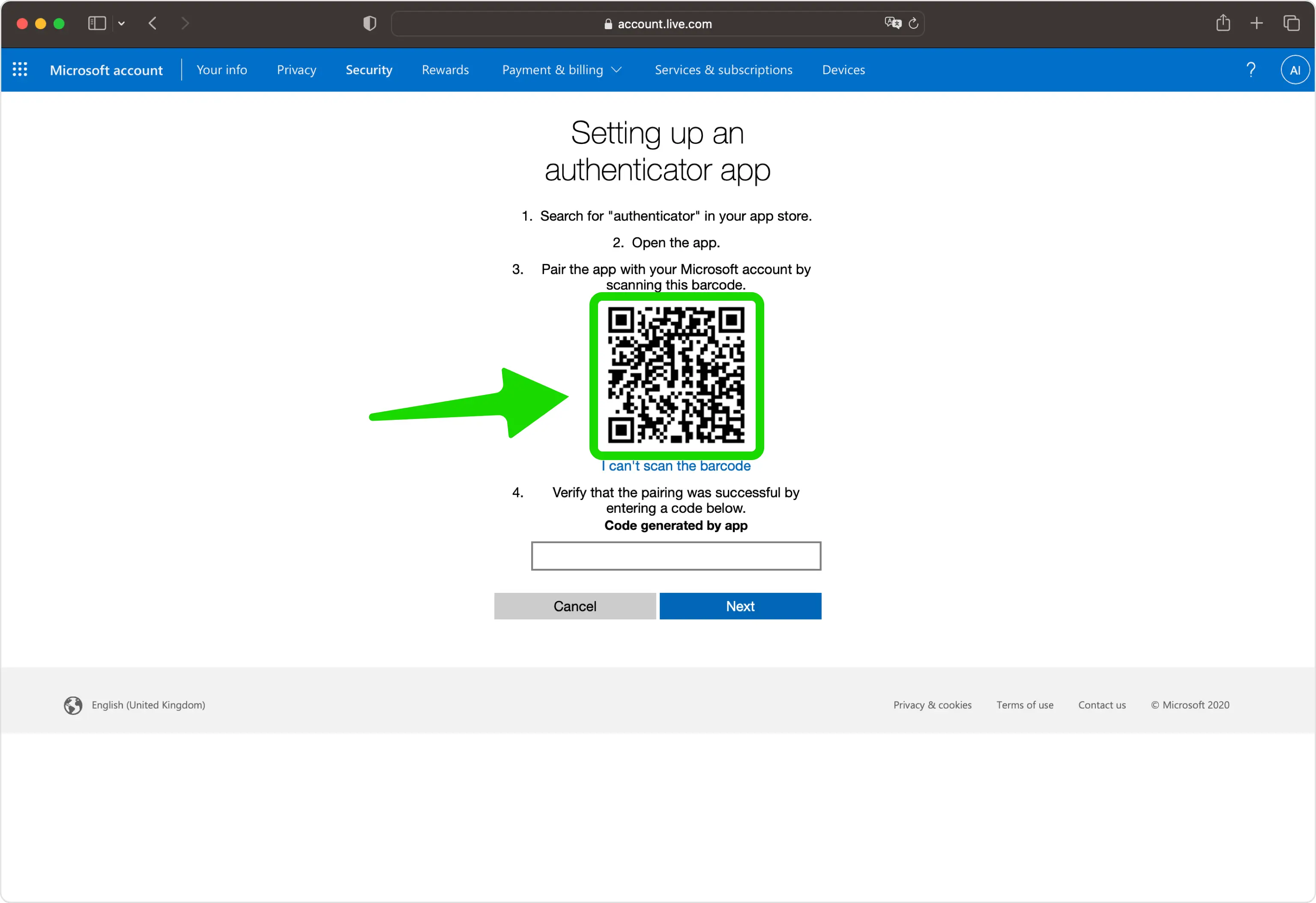 Rivela il codice QR
