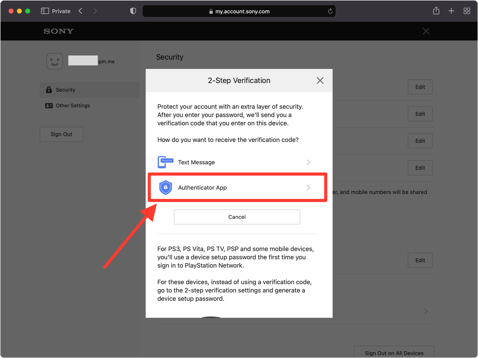 Wählen Sie Authenticator App