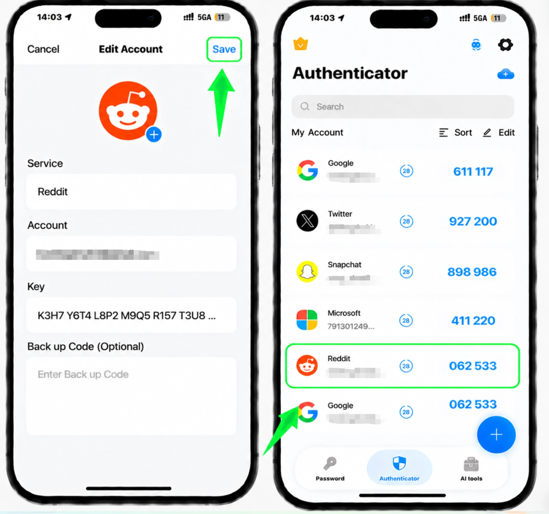 Deixe o aplicativo adicionar sua conta Reddit