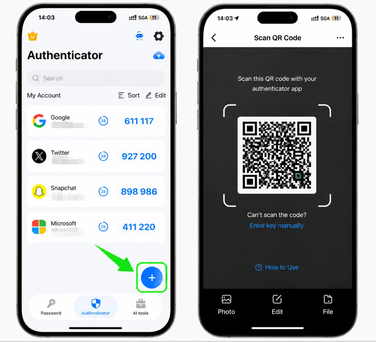 Scansiona il codice QR con il tuo Authenticator App