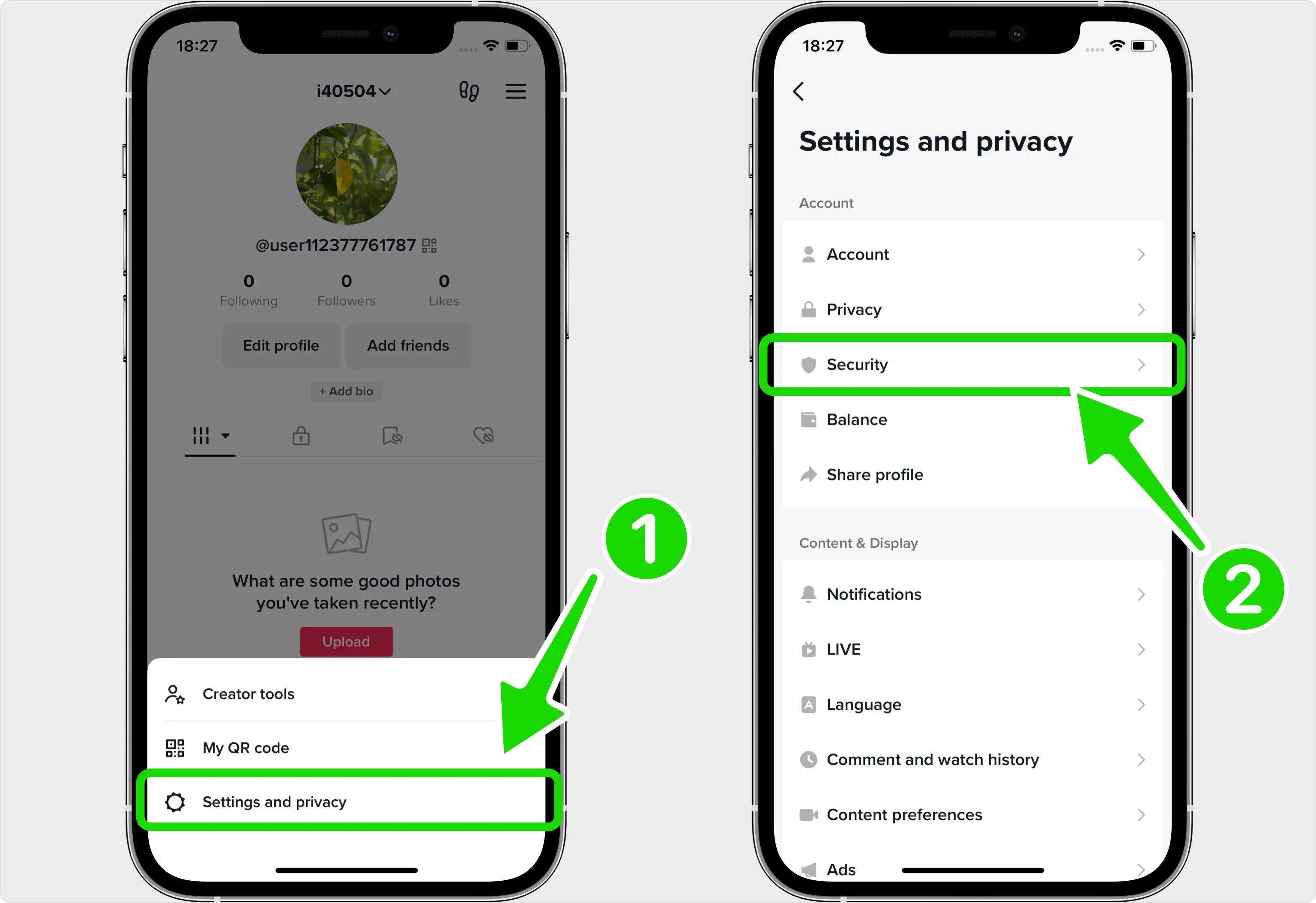 Vai su Impostazioni e privacy, quindi su Sicurezza