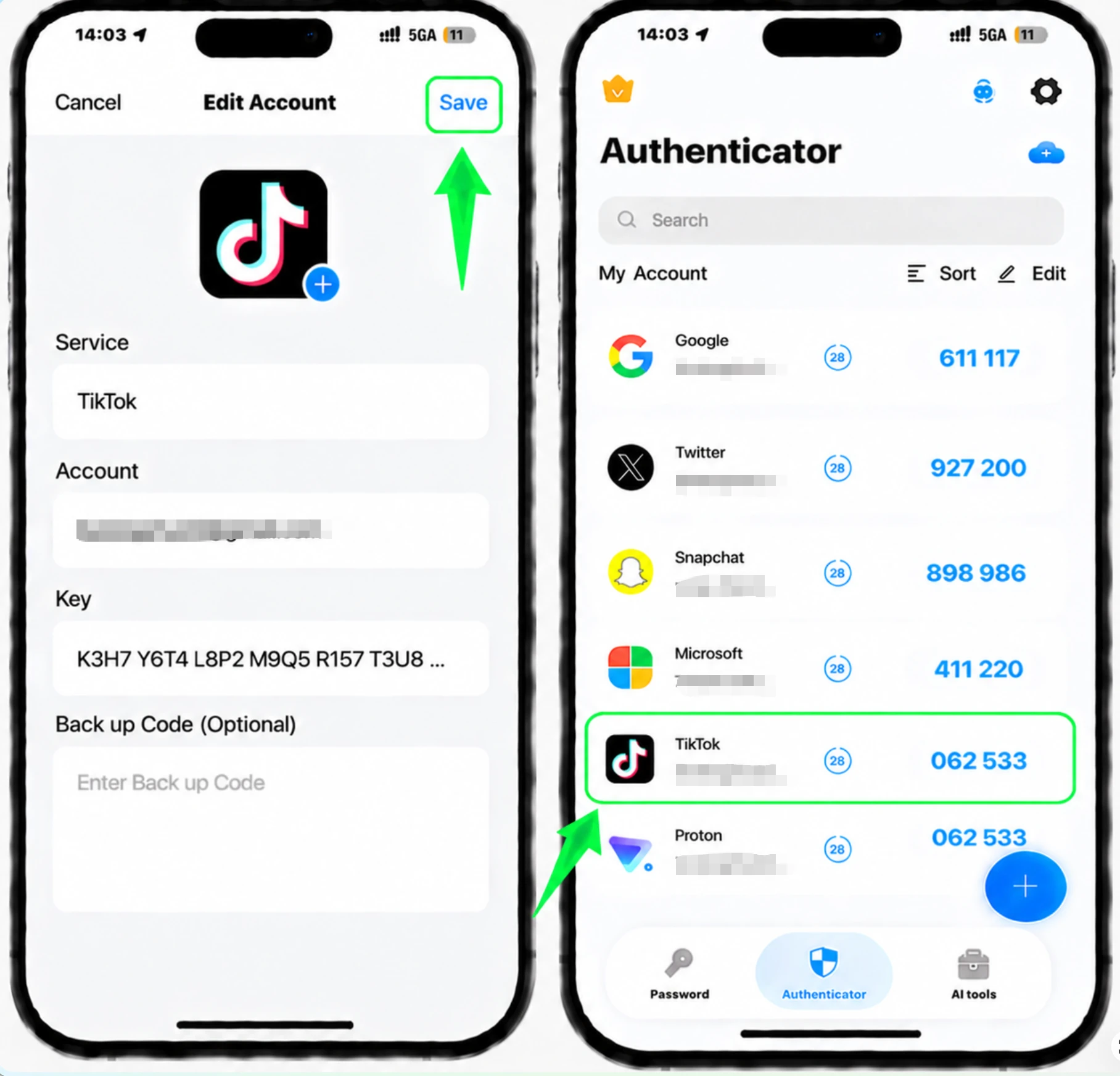 Salva l'account TikTok nella tua Authenticator App