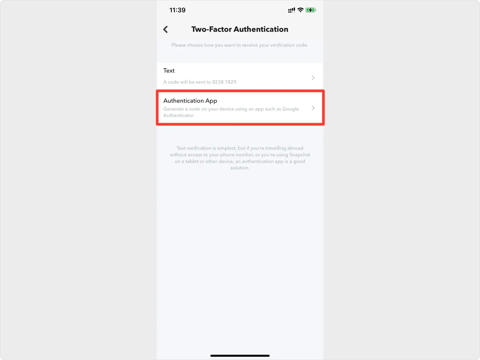 Wählen Sie Authentifizierungs-App als Methode