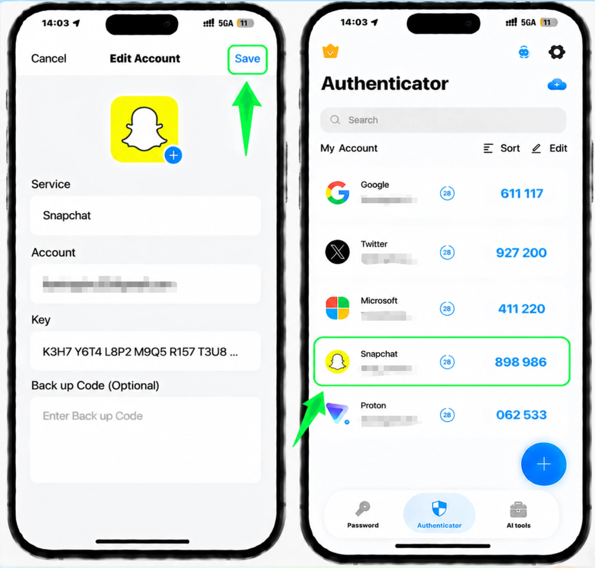 Speichern Sie das Snapchat-Konto